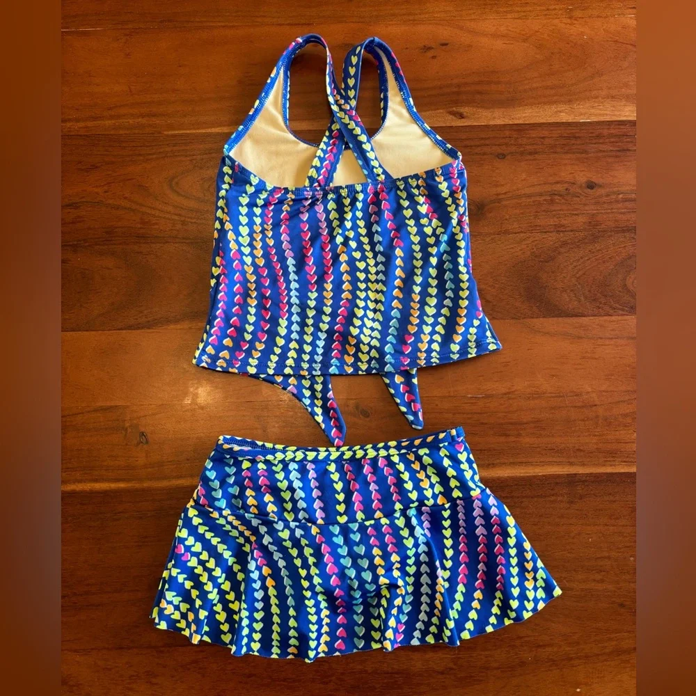 Lands' End Multicolor Heart Tankini Set